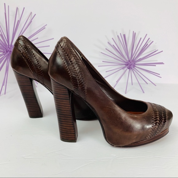 Max Studio Alisa /Brown Basket Weave Platform Heel - Picture 5 of 7